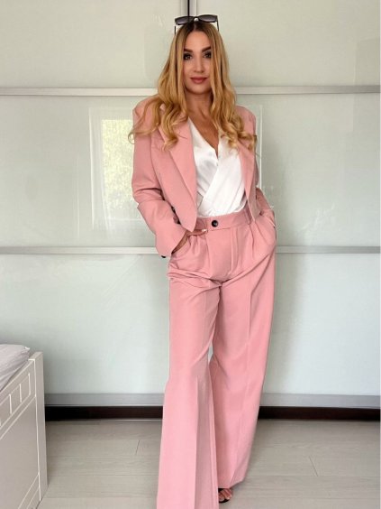 Souprava elegantní sako krátké dlouhý rukáv a kalhoty dámské ALICE (S/M ONE SIZE) ITALSKÁ MÓDA IMWHP25525/DU