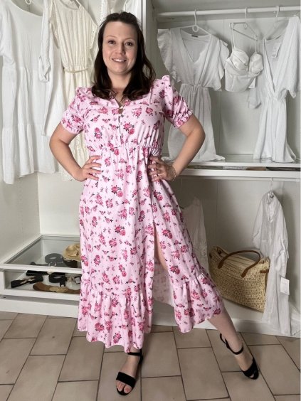 Šaty elegantní letní krátký rukáv dámské (S/M/L ONE SIZE) ITALSKÁ MÓDA IMWGB255121/DU