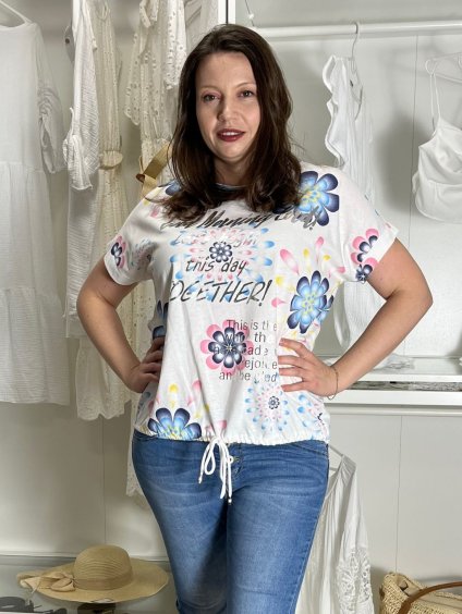 Tunika krátký rukáv dámská nadrozměr DIANA (42/44/46 ONE SIZE) ITALSKÁ MÓDA IMWDT25294-2/DU (Velikost 42/44/46, Barva Černá)