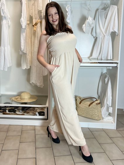 Overal dlouhý elegantní žabičkovaný carmen bez rukávu dámský (S/M/L ONE SIZE) ITALSKÁ MÓDA IM425322/DUR (Velikost S/M/L, Barva růžová fuchsiová)