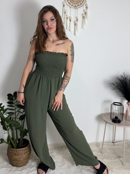 Overal dlouhý elegantní žabičkovaný carmen bez rukávu dámský (S/M/L ONE SIZE) ITALSKÁ MÓDA IM425322/DUR