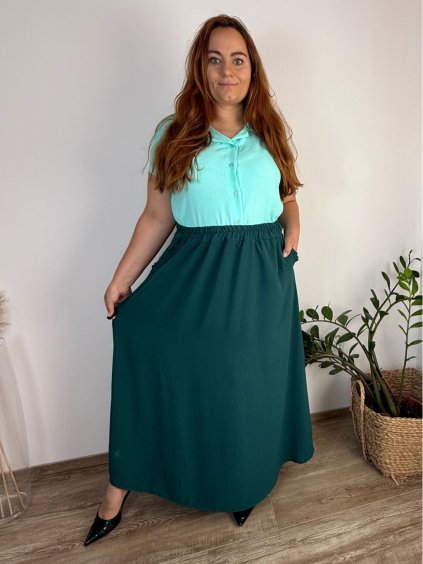Sukně dlouhá s kapsami dámská nadrozměr BRITA (48/50/52 ONE SIZE) ITALSKÁ MÓDA IM4252000/DU (Velikost 48/50/52, Barva Černá)