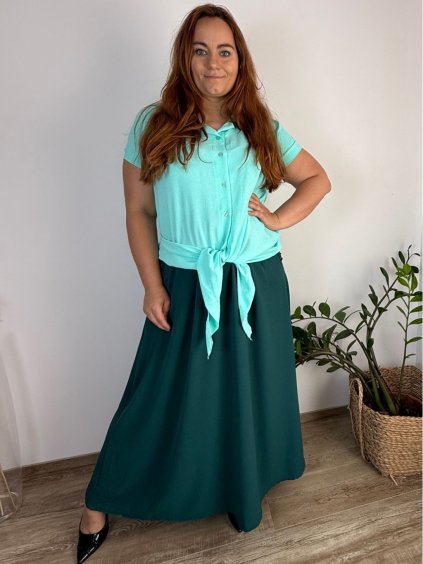 Košile s rukávkem dámská nadrozměr ANTONIE (46/48/50 ONE SIZE) ITALSKÁ MÓDA IM4251112/DU (Velikost 46/48/50, Barva růžová starorůžová)