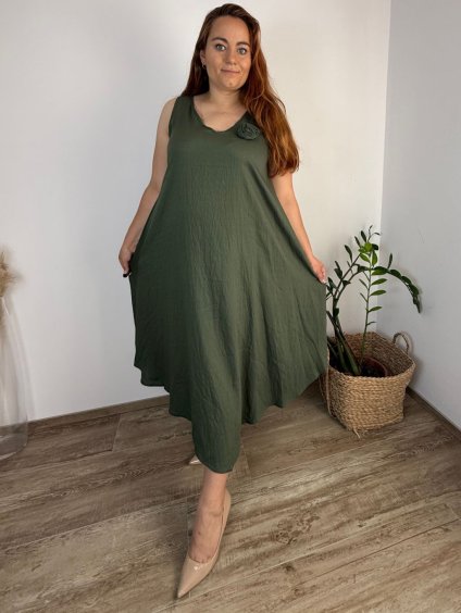 Šaty dlouhé letní na ramínka dámské nadrozměr LOLA (42/44/46 ONE SIZE) ITALSKÁ MÓDA IM4251113/DU (Velikost 42/44/46, Barva Černá)