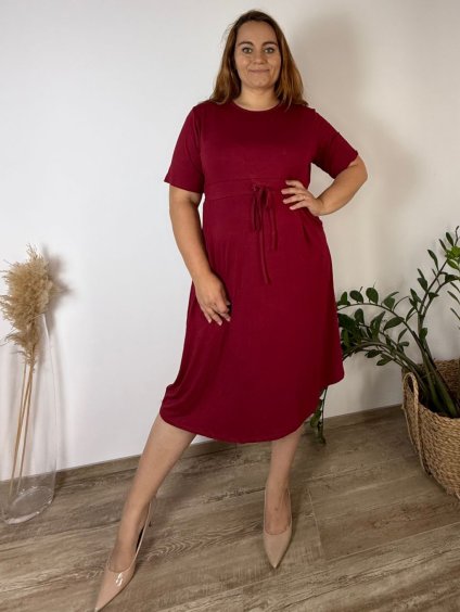 Šaty volnočasové krátký rukáv dámské nadrozměr HANAH (46/48/50 ONE SIZE) ITALSKÁ MÓDA IM425028/DU (Velikost 46/48/50, Barva modrá královská)