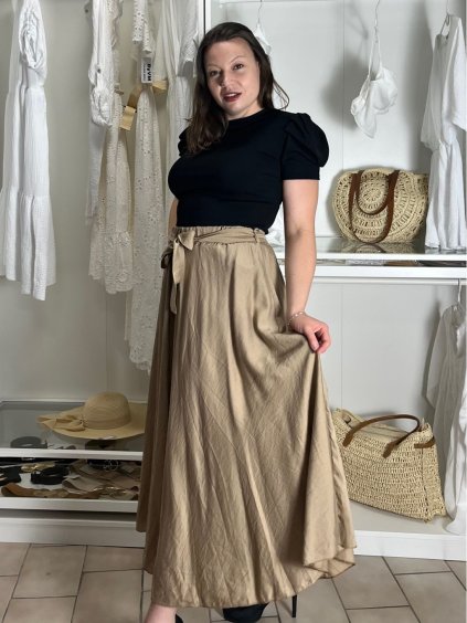 Sukně dlouhá dámská (S/M/L ONE SIZE) ITALSKá MODA IM3250001/DU (Velikost S/M/L, Barva hnědá)
