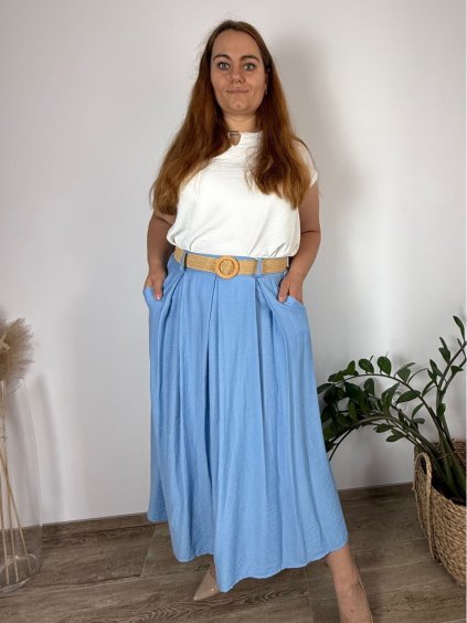 Sukně dlouhá s páskem dámská (42/44 ONE SIZE) ITALSKÁ MÓDA IMWCP25942/DU (Velikost 42/44, Barva Černá)