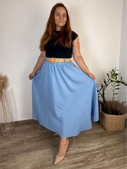 Sukně maxi s páskem dámská nadrozměr (54/56/58 ONE SIZE) ITALSKÁ MÓDA IMWT251094/DU (Velikost 56/58, Barva béžová)