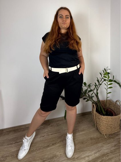 Kraťasy strečové dámské nadrozměr (42/44 ONE SIZE) ITALSKÁ MÓDA IMBM250001/DUR (Velikost 42/44, Barva Černá)