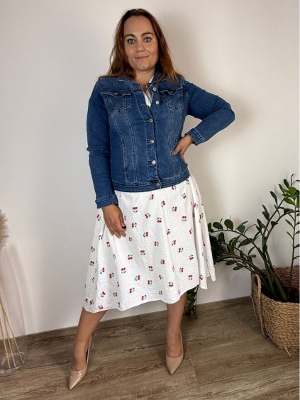 Bunda riflová jeans dámská nadrozměr (2XL-6XL) MOON GIRL SUN24GYD1892/DUR (Velikost 2XL, Barva modrá)