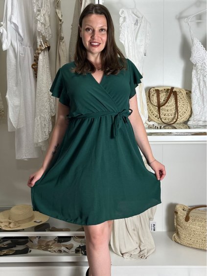Šaty krátké letní krátký rukáv dámské (S/M/L ONE SIZE) ITALSKÁ MÓDA IMD250003/DU (Velikost S/M/L, Barva růžová světlá)