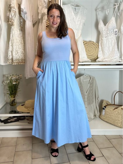 Šaty dlouhé na ramínka dámské AMANDA (S/M/L ONE SIZE) ITALSKÁ MÓDA IMWGS25274/DU (Velikost S/M/L, Barva bílá)