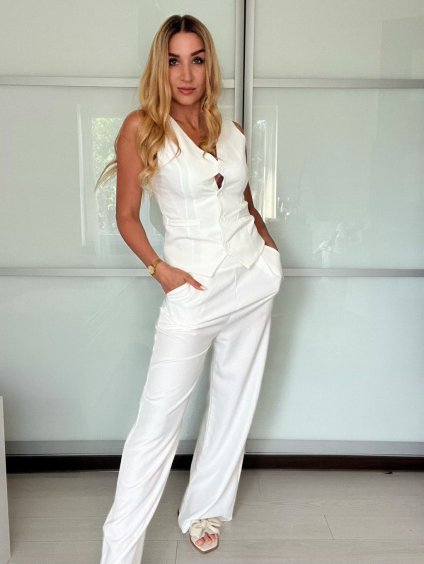 Vesta bez rukávu dámská (S/M/L ONE SIZE) ITALSKÁ MÓDA IMPLP2410130085/DUR (Velikost S/M/L, Barva bílá)