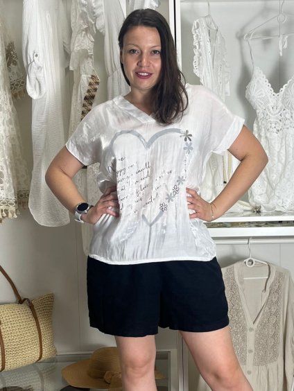Tunika krátký rukáv dámská nadrozměr JULIE (S/M/LONE SIZE) ITALSKÁ MÓDA IMWDT251639/DUR (Velikost S/M/L, Barva bílá)