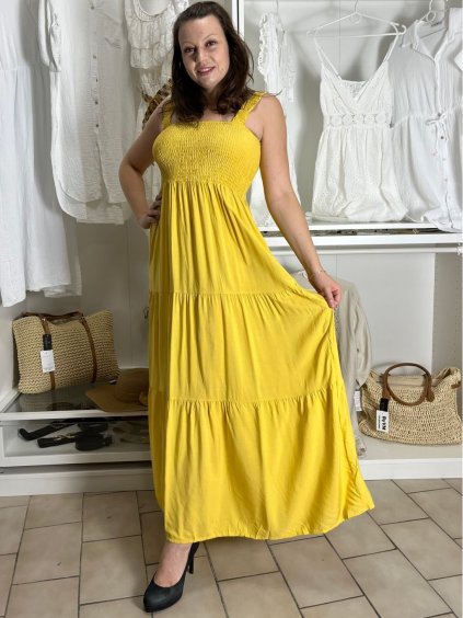 Šaty dlouhé letní na ramínka dámské nadrozměr LEONA (M/L - XL/XXL ONE SIZE) IMWGD25V063/DR (Velikost M/L, Barva bílá)