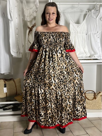 Šaty dlouhé letní carmen krátký rukáv dámské CATY (M/L/XLONE SIZE) INDICKÁ MÓDA IMM24M2892/DU (Velikost M/L/XL, Barva hnědá)