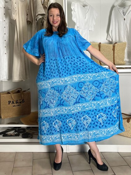 Šaty volnočasové letní krátký rukáv dámské nadrozměr LAYLA (54/56/58 ONE SIZE) INDICKÁ MÓDA PME25N-5582-L/DR (Velikost 54/56/58, Barva červená)