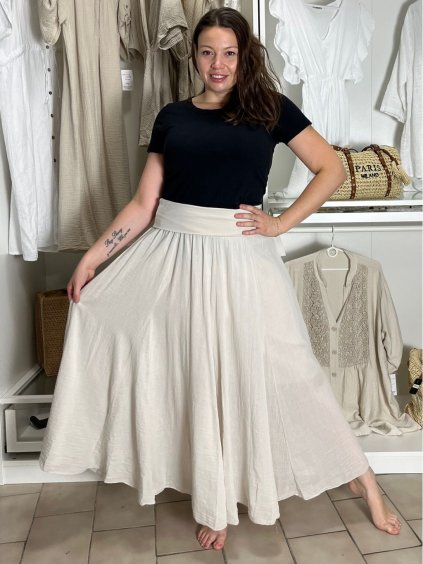 Sukně dlouhá dámská TINA (S/M/L ONE SIZE) ITALSKá MóDA IMSM25TINA/DUR (Velikost S/M/L, Barva béžová)