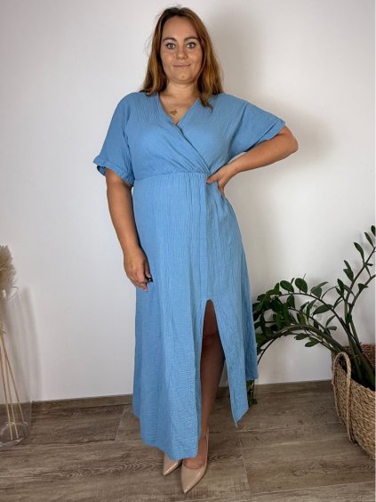Šaty dlouhé letní mušelínové krátký rukáv dámské JANET (44/46/48 ONE SIZE) ITALSKÁ MÓDA IMWBR252312/DUR (Velikost 44/46/48, Barva hnědá)