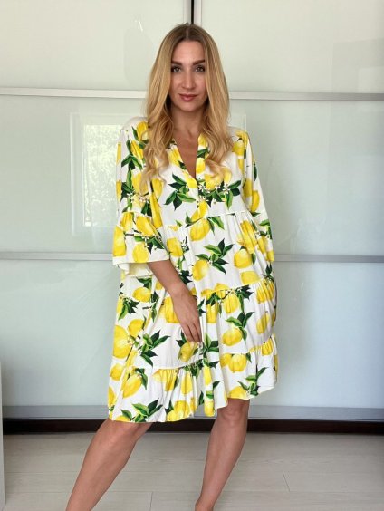 Šaty letní košilové dlouhý rukáv dámské (S/M/L ONE SIZE) ITALSKÁ MÓDA IMSL250002/DU (Velikost S/M/L, Barva bílá)