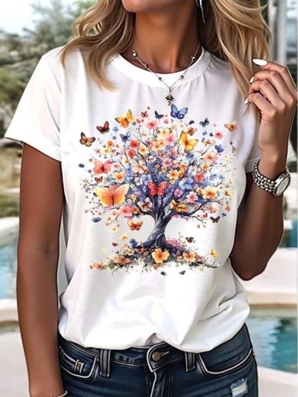 Tričko krátký rukáv dámské (XS/S/M ONE SIZE) ITALSKÁ MÓDA IMM25M2415MOTYL/DR