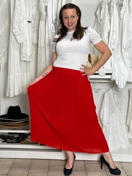 Sukně letní skládaná dlouhá dámská DARINA (S/M/L ONE SIZE) ITALSKá MóDA IM721064/DUR (Velikost S/M/L, Barva červená)