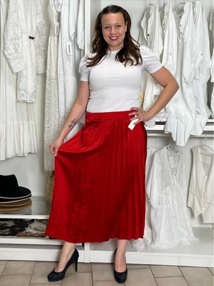 Sukně dlouhá saténová skládaná dámská  VALERIE (S/M/L ONE SIZE) ITALSKÁ MÓDA  IMM22FS22091/DU (Velikost S/M/L, Barva červená)