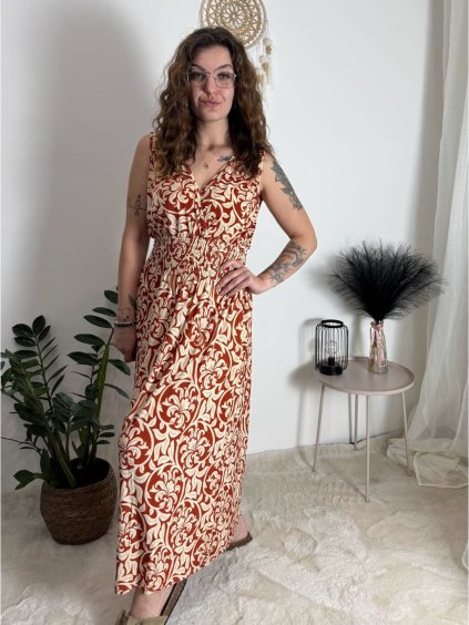 Šaty dlouhé letní bez rukávu dámské Mariposa (M/L, XL/2XL) IMWDF25F1056/DUR (Velikost M/L, Barva béžová)