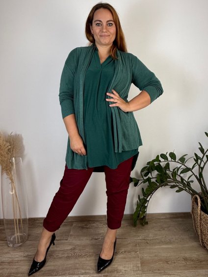 Cardigan dlouhý rukáv dámský nadrozměr FINA (46/48/50 ONE SIZE) ITALSKÁ MÓDA IMSM251124/DU (Velikost 46/48/50, Barva Černá)