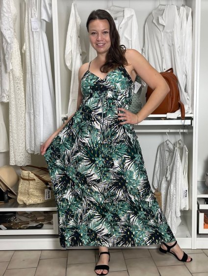 Šaty dlouhé letní na ramínka dámské LOLA (S/M/L ONE SIZE) ITALSKÁ MÓDA IMPEM2455618/DUR (Velikost S/M/L, Barva bílá)