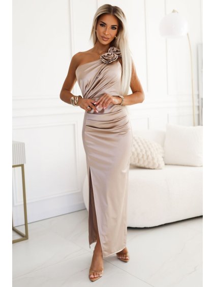 Šaty dlouhé společenské bez rukávu dámské AURORA (S/M/L ONE SIZE) ITALSKÁ MÓDA NUM255801/DR (Velikost S/M/L, Barva zlatá)