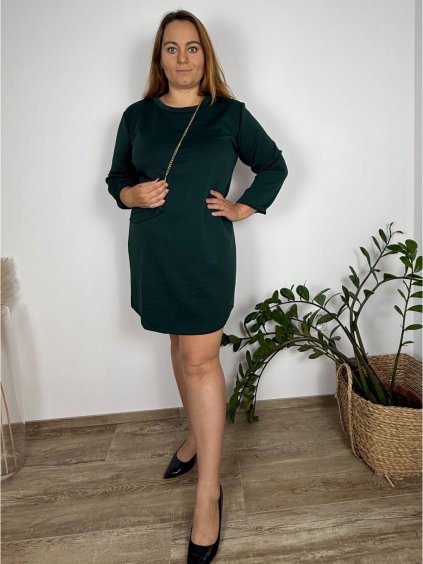 Šaty teplé s kabelkou dlouhý rukáv dámské nadrozměr BARBARA (52/54/56 ONE SIZE) ITALSKÁ MÓDA IM425518/DR (Velikost 52/54/56, Barva Černá)