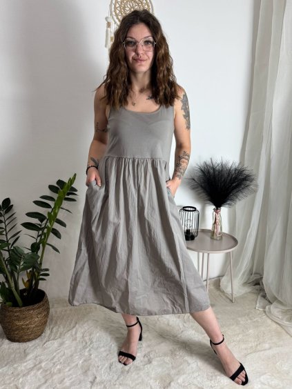 Šaty volnočasové bez rukávu dámské Adeline (M/L/XL ONE SIZE) ITALSKÁ MÓDA IM4253191/DUR (Velikost M/L/XL, Barva Černá)