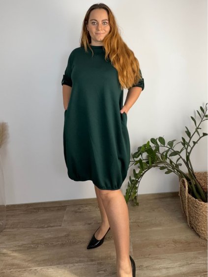 Šaty volnočasové 3/4 rukáv dámské nadrozměr (54/56/58 ONE SIZE) ITALSKÁ MÓDA IM4251137/DR (Velikost 54/56/58, Barva hnědá)
