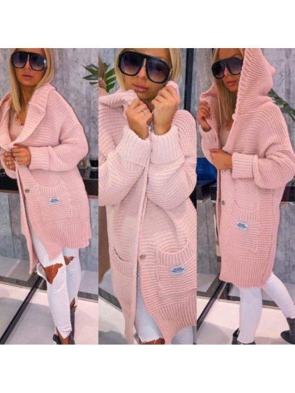 Svetr prodloužený pletený na knoflíčky dlouhý rukáv dámský (S/M/L/XL ONE SIZE) ITALSKÁ MÓDA IMD222183