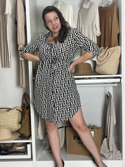 Šaty košilové stahovací 3/4 dlouhý rukáv dámské (S/M/L ONE SIZE) ITALSKÁ MÓDA IMSM2511124/DUR (Velikost S/M/L, Barva bílá)