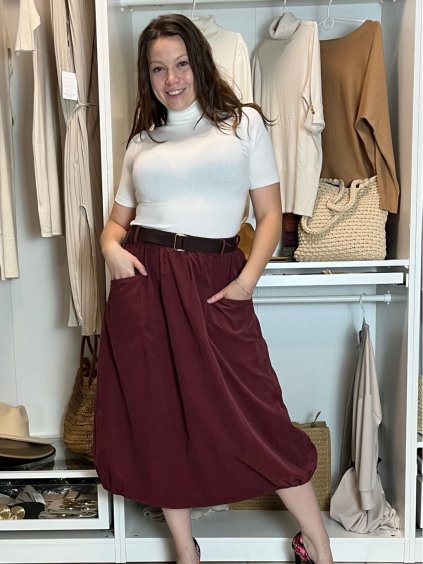 Sukně s páskem manžestrová dámská ERIKA (S/M/L ONE SIZE) ITALSKá MóDA IMSM251149/DU (Velikost S/M/L, Barva béžová)