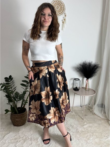 Sukně středně dlouhá dámská (S/M/L ONE SIZE) ITALSKÁ MÓDA IMM24M3154A/DUR (Velikost S/M/L, Barva Černá)