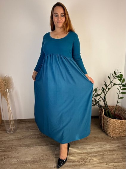Šaty dlouhé volnočasové dlouhý rukáv dámské nadrozměr (46/48/50 ONE SIZE) ITALSKÁ MÓDA IM425547