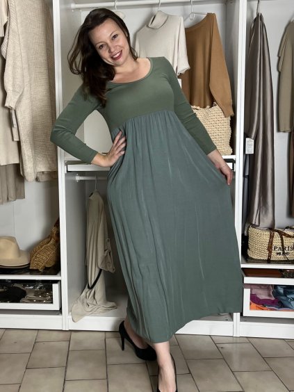 Šaty dlouhé volnočasové teplé dlouhý rukáv dámské ALEX (S/M/L ONE SIZE) ITALSKÁ MÓDA IM425574