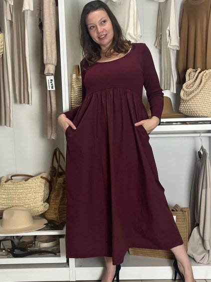 Šaty volnočasové dlouhý rukáv dámské VIVA (S/M/L ONE SIZE) ITALSKÁ MÓDA IMSM2511125