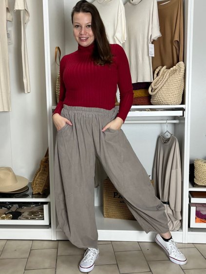 Kalhoty manžerstrové oversize dlouhé dámské VERONA (M/L/XL ONE SIZE) ITALSKá MóDA IMSM251141