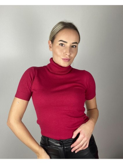 Tričko teplé s rolákem úpletové krátký rukáv dámské (S/M ONE SIZE) ITALSKÁ MÓDA IMM22FD5805