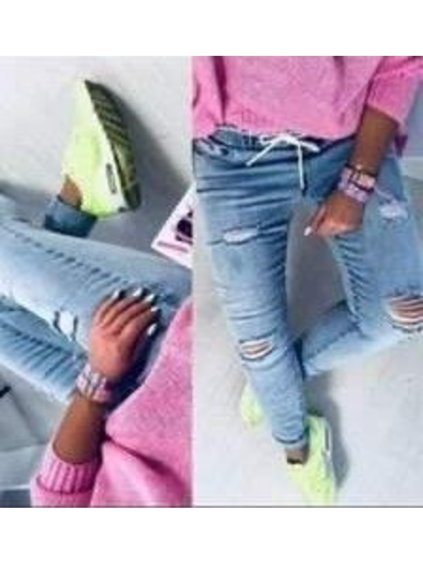 Rifle jeans dlouhé dámské (L-4XL) YES PINK YES25WL1939L/DR (Velikost L, Barva Modrá džínová světlá)