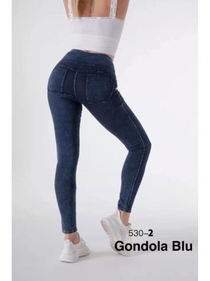 Džegíny dlouhé push-up dámské (S-XL) ITALSKÁ MÓDA IMM22FD533/DUR (Velikost S, Barva tmavě modrá)