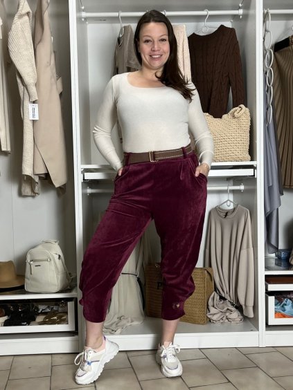 Kalhoty dlouhé s páskem manžestrové dámské SIMONA (XS/S/M ONE SIZE) IMPOZ25LV-25480/DU (Velikost XS/S/M, Barva Černá)