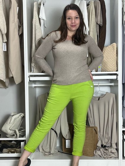 Kalhoty strečové dlouhé dámské PANTALONE (S/M/L ONE SIZE) IMPOZ25LV-6318/DUR (Velikost S/M/L, Barva bílá)