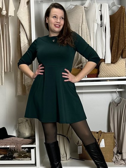 Šaty teplé dlouhý rukáv dámské ELSA (S/M/L ONE SIZE) ITALSKÁ MÓDA IMD25241/DUR (Velikost S/M/L, Barva Černá)