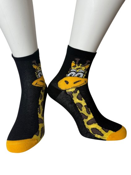 Ponožky veselé žirafa dámské (36-38.39-41) POLSKÁ MÓDA DPP250825/DR (Velikost 36-38, Barva Černá)