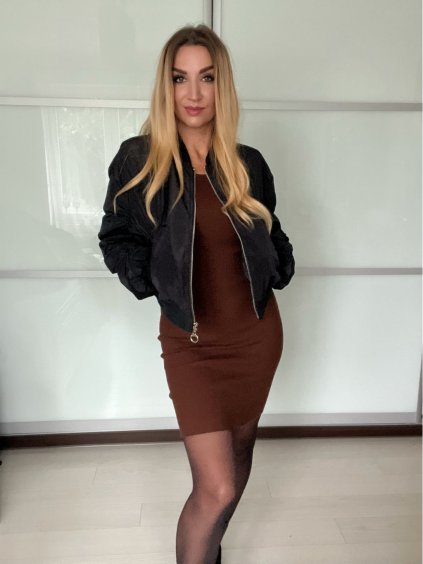 Bunda slabá bomberka oversize dlouhý rukáv dámská (S/M/L ONE SIZE) ITALSKÁ MÓDA IMPDY24ZZ5262/DUR (Velikost S/M/L, Barva Černá)